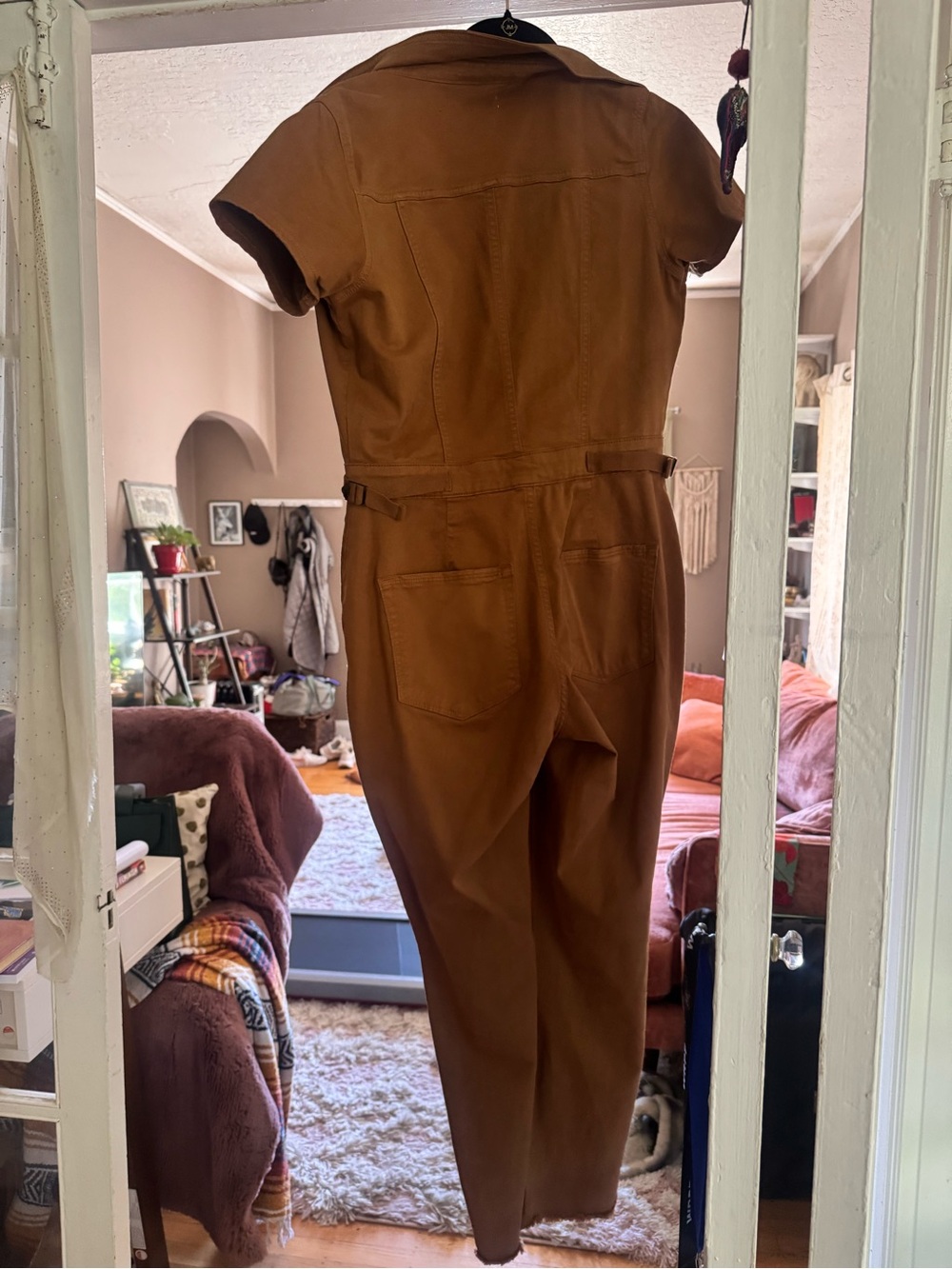 Good American Rust-Tone Short-Sleeve Utility Jumpsuit - Picture 2 of 3